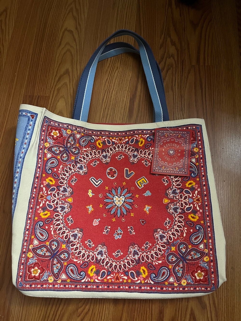 Red Bandana-Print Canvas Tote Bag